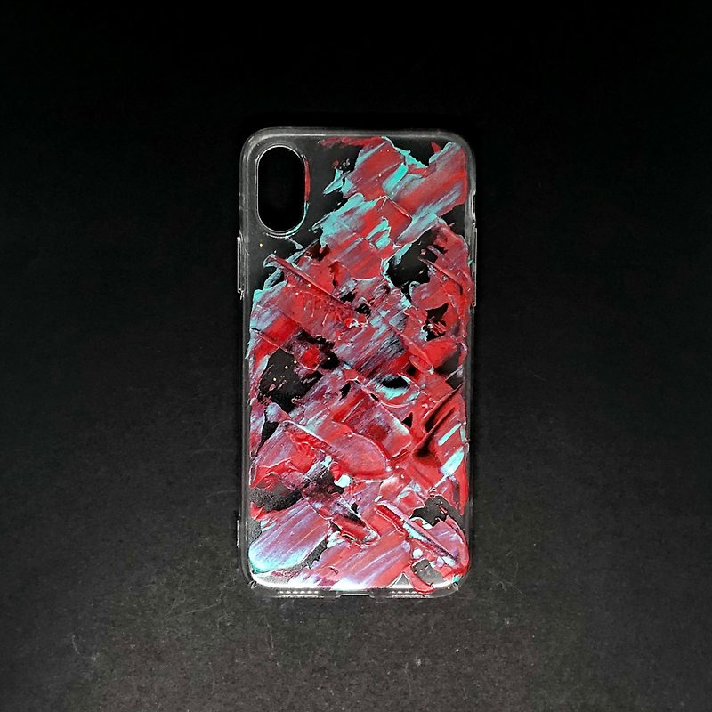 Acrylic 手绘抽象艺术手机壳 | iPhone X/XS | New Year Crush - 手机壳/手机套 - 压克力 红色