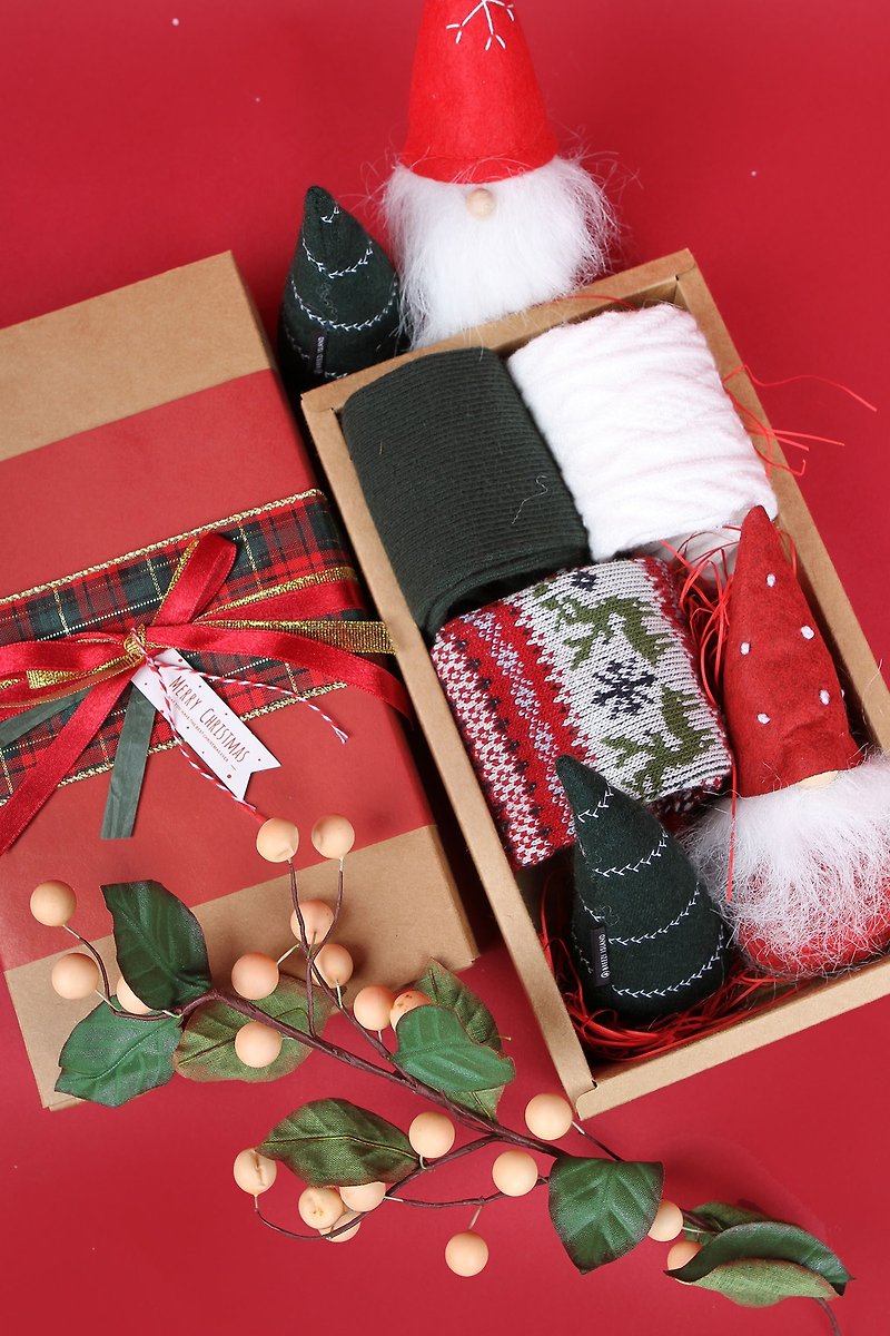 欢乐圣诞袜三双 - 圣诞礼盒 - 围巾/披肩 - 棉．麻 红色
