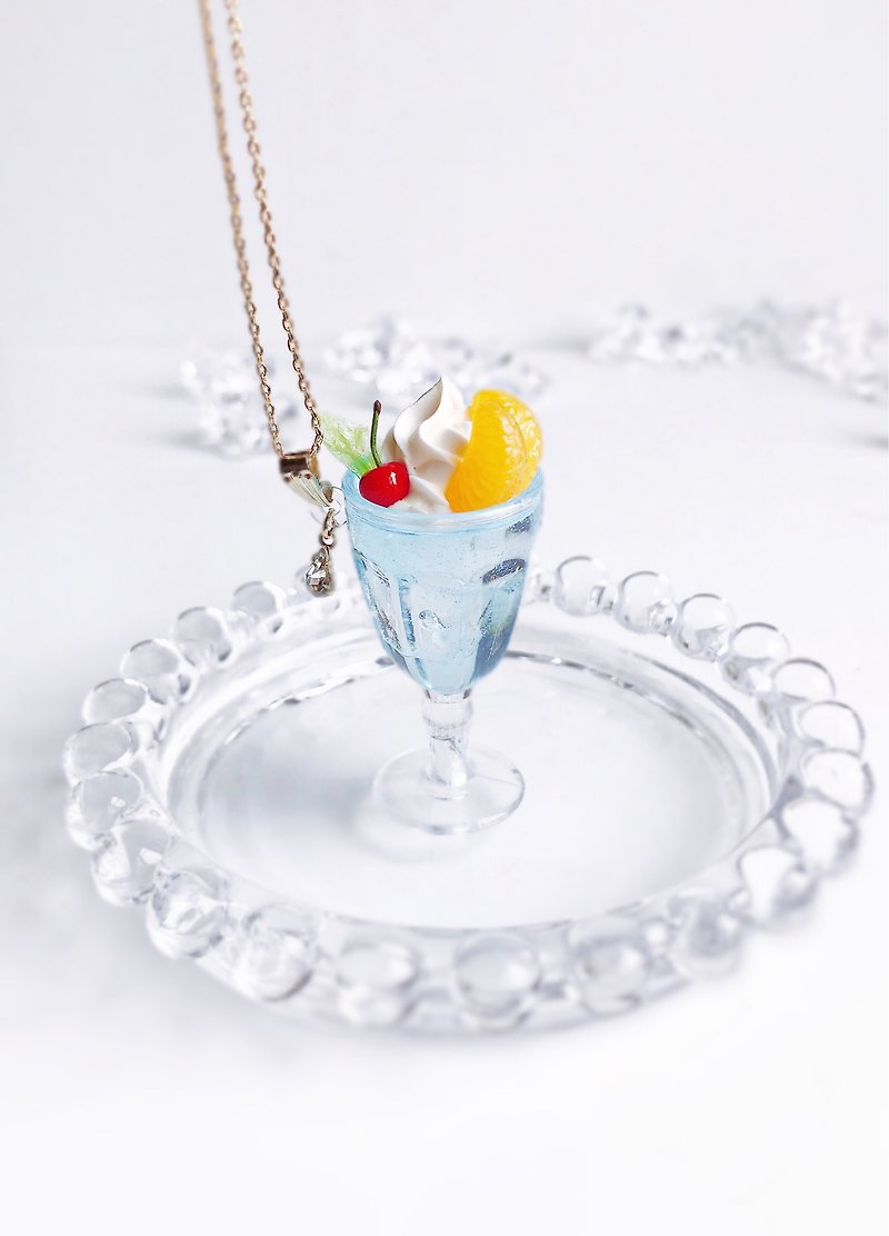 necklace, accessory, fake sweets,soda,fake food, food sample, present,soda - 项链 - 塑料 蓝色