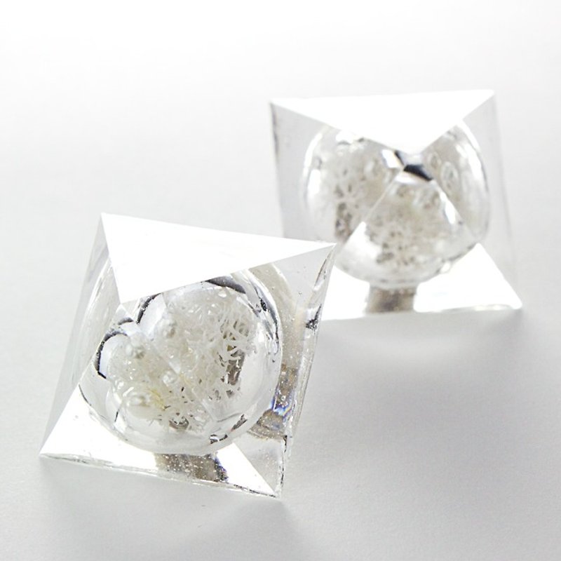 ピラミッドドームイヤリング(植物園A) - 耳环/耳夹 - 其他材质 白色