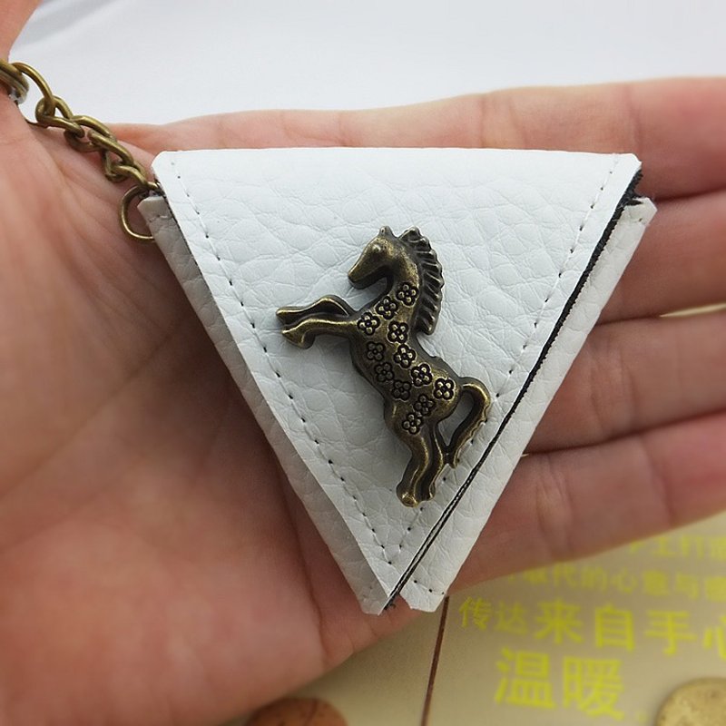 真皮 零钱包 - 情人节礼物 定制 小马三角形零钱包袋,吉他pick袋 钥匙扣 吊饰