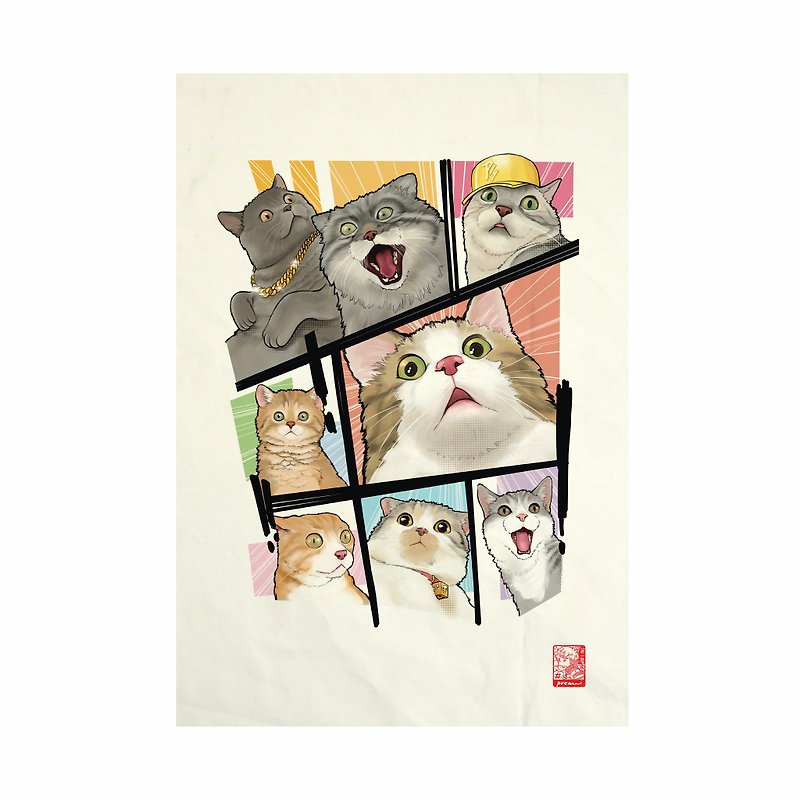 Oh! My cat Fabric Art  Canvas No frame - 其他 - 棉．麻 白色