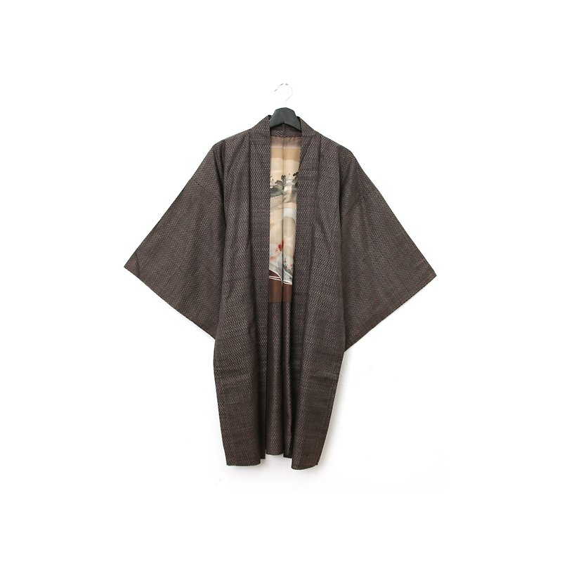 Back to Green-日本男款羽织 景色 两面可穿/vintage kimono - 男装外套 - 丝．绢 
