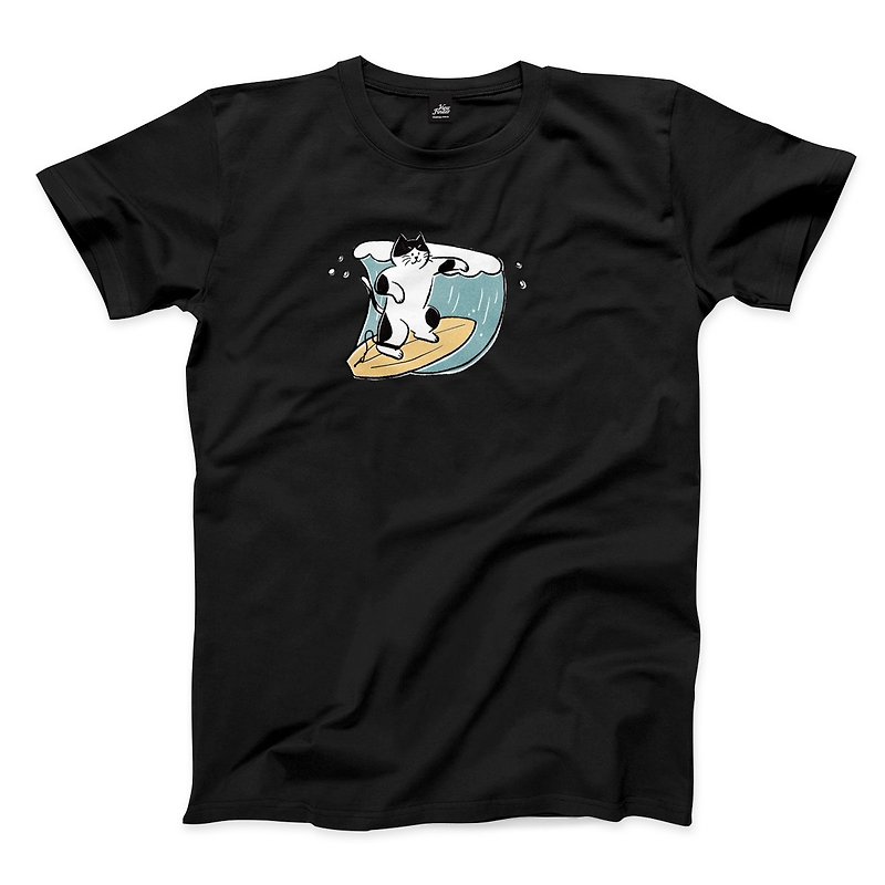 冲浪猫 kuku - 黑 - 中性版T恤