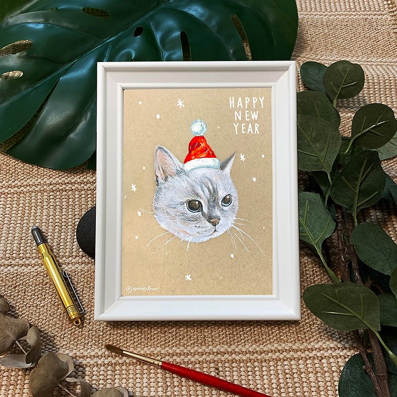 你是猫派 圣诞新年卡 明信片 美短猫 单张 - 卡片/明信片 - 纸 多色
