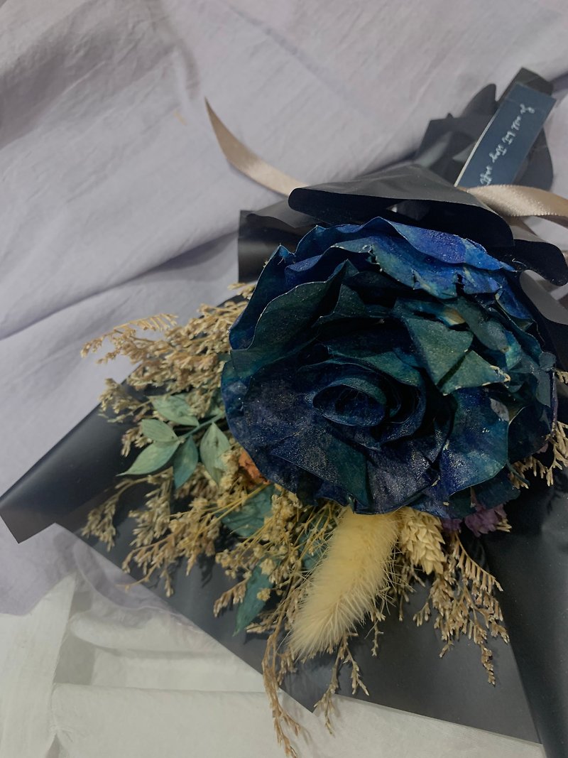 蓝色木玫瑰花束 - 干燥花/捧花 - 植物．花 蓝色