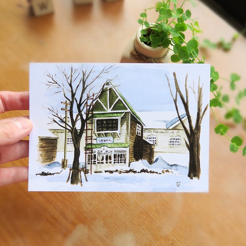 世界小屋-冬季的北海道开拓村 明信片 - 卡片/明信片 - 纸 蓝色