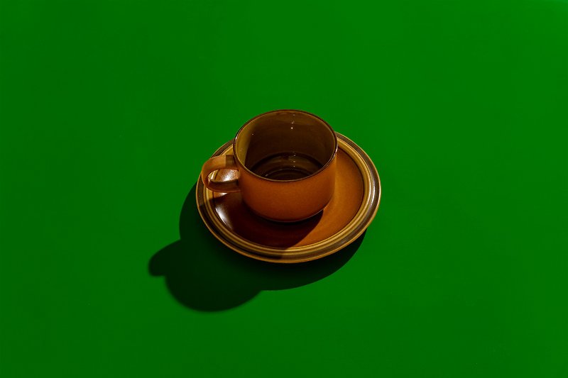 老朋友限定礼ー西德制古董抹茶摩卡手绘系列咖啡杯盘组ー150ml - 杯子 - 陶 咖啡色