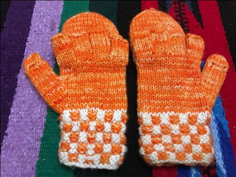 秘鲁手工毛料盖子手套-橘 - 手套 - 羊毛 橘色
