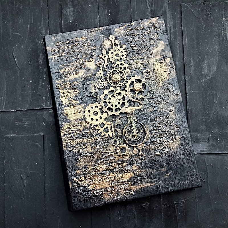 Steampunk mechanical journal blank grimoire for sale Gothic notebook handmade - 笔记本/手帐 - 纸 黑色