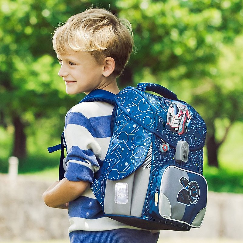 TigerFamily小学者超轻量护脊书包+文具袋+铅笔盒--音速赛车 - 后背包/双肩包 - 防水材质 蓝色