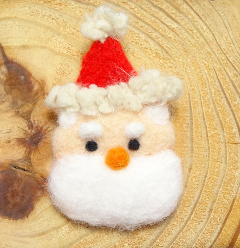 圣诞老公公- 羊毛毡胸针(别针)圣诞交换礼物 - 钥匙链/钥匙包 - 羊毛 白色
