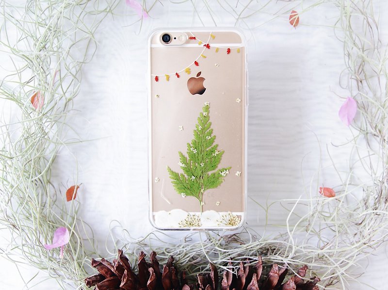 圣诞树干花手机壳 • Christmas Tree Handpressed Flower Phone Case - 手机壳/手机套 - 植物．花 绿色