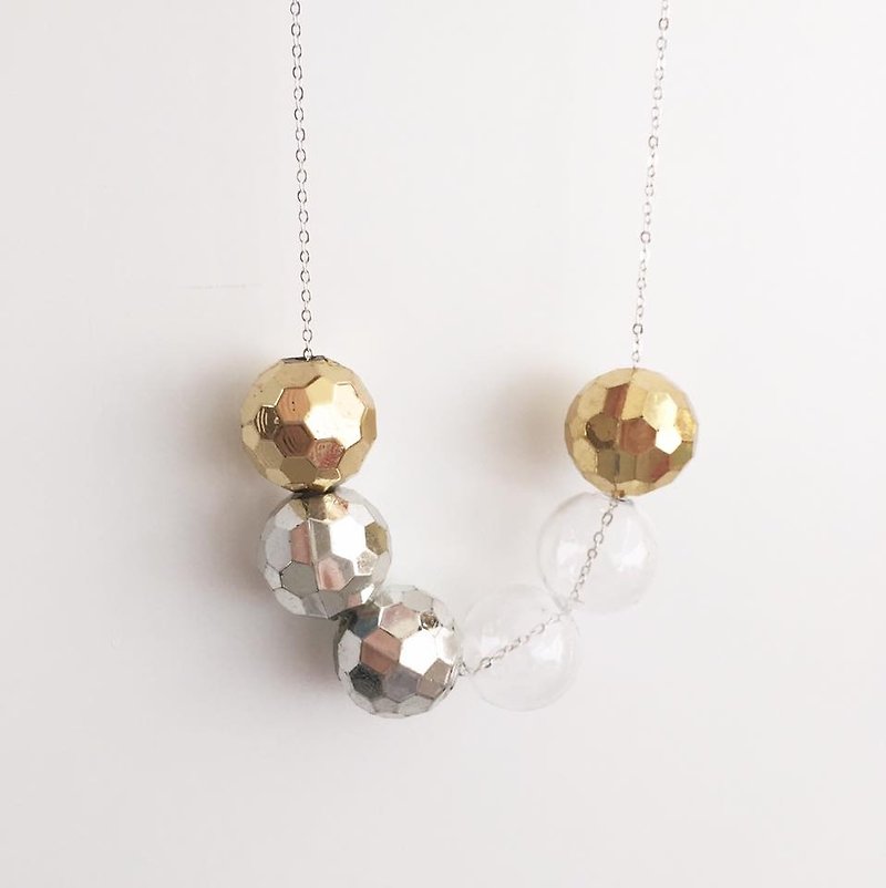 Laperle <<迷幻系列>>  金银色 clubbing 几何 闪烁 玻璃球 项链 颈链 Golden Silver Color Glass Ball Necklace Geometric - 颈链 - 玻璃 金色