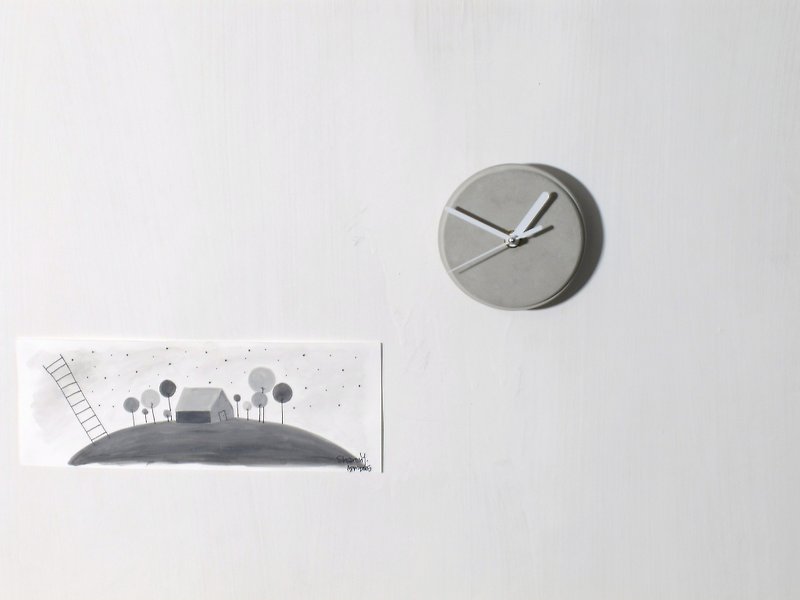 清水模作品 - 水泥挂墙钟 (圆形 || 白色指针) - 时钟/闹钟 - 水泥 灰色