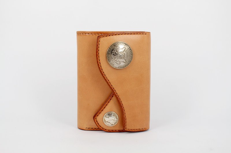 MOOS 印地安风格美式复古短财布 马鞍革 - 皮夹/钱包 - 真皮 黄色