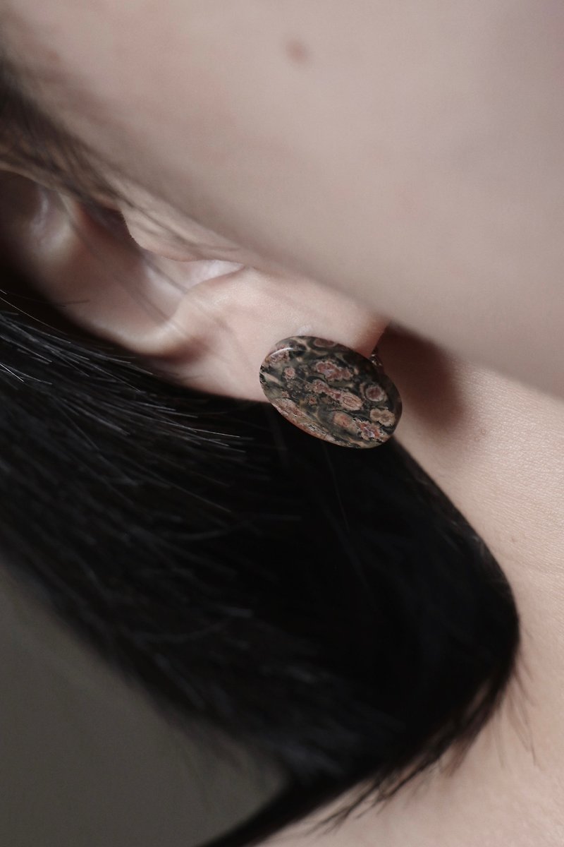 达那厄花豹石耳环　可改耳夹　手工设计 - 耳环/耳夹 - 半宝石 多色