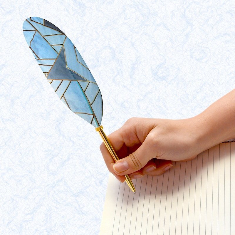 日本Quill Pen 羽毛原子笔 Naive自然系列 N02 羽毛笔 - 圆珠笔/中性笔 - 其他材质 蓝色