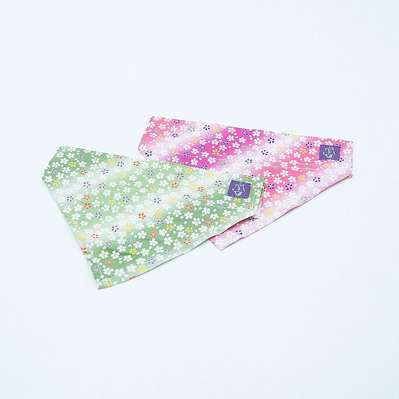 【Momoji】 宠物领巾 - Sakura - 项圈/牵绳 - 棉．麻 绿色