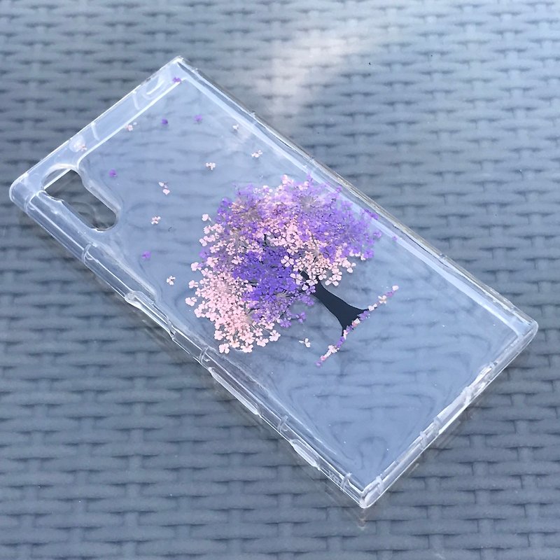 SONY XZs 手机壳 Handmade Pressed Flowers Case 押花 干燥花 树 紫色压花 010 - 手机壳/手机套 - 植物．花 紫色