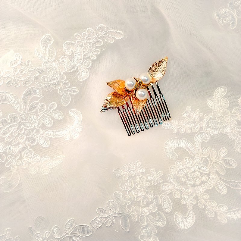 戴上幸福的饰 珍珠港系列-新娘发梳.法国梳.自助婚礼-遇见 - 发饰 - 其他金属 金色