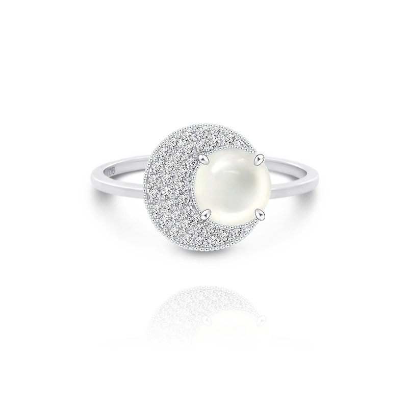 冰玻白翡钻石戒指 - 月亮 - 戒指 - 玉石 