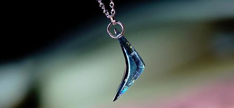 【受注制作】 Aquamarine Boomerang - 项链 - 玻璃 蓝色