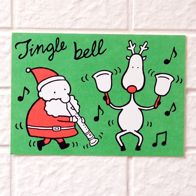 圣诞卡-圣诞老人与麋鹿明信片11号 - 卡片/明信片 - 纸 