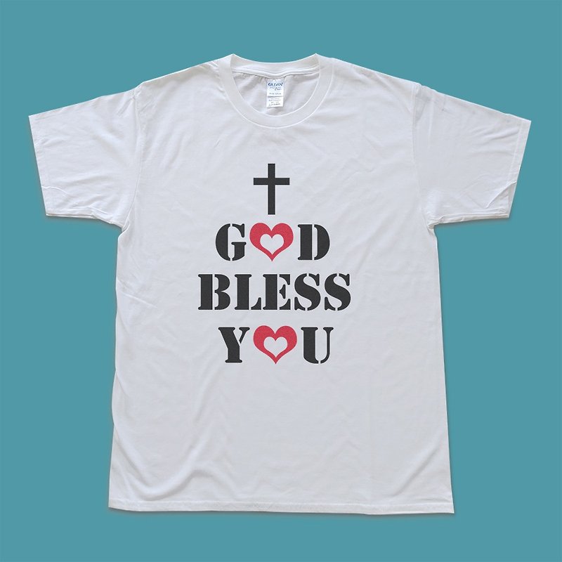 纯棉T-shirt_福音_god bless you - 男装上衣/T 恤 - 棉．麻 白色