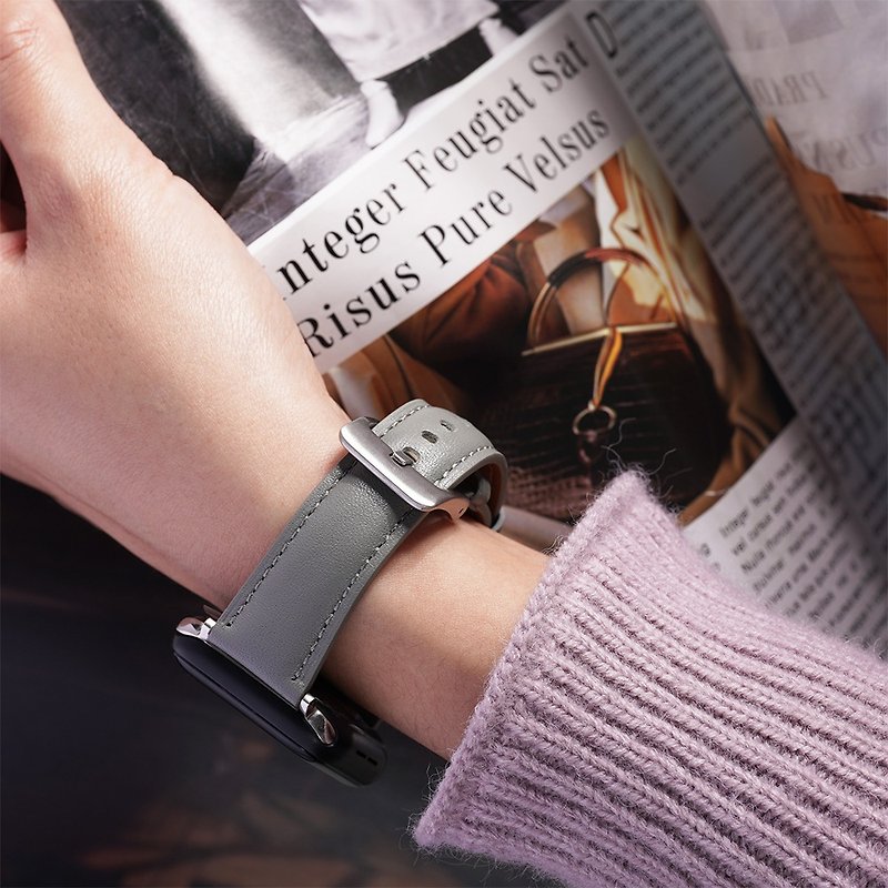 Apple watch - 【热销上百条】同色车线真皮苹果表带 - 表带 - 真皮 灰色