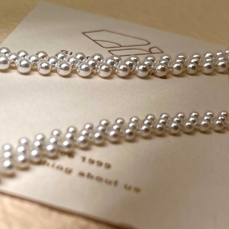 GI设计师款 西西里的早晨 珍珠 纯银 注金 转运 水晶 天然晶石 - 手链/手环 - 珍珠 卡其色