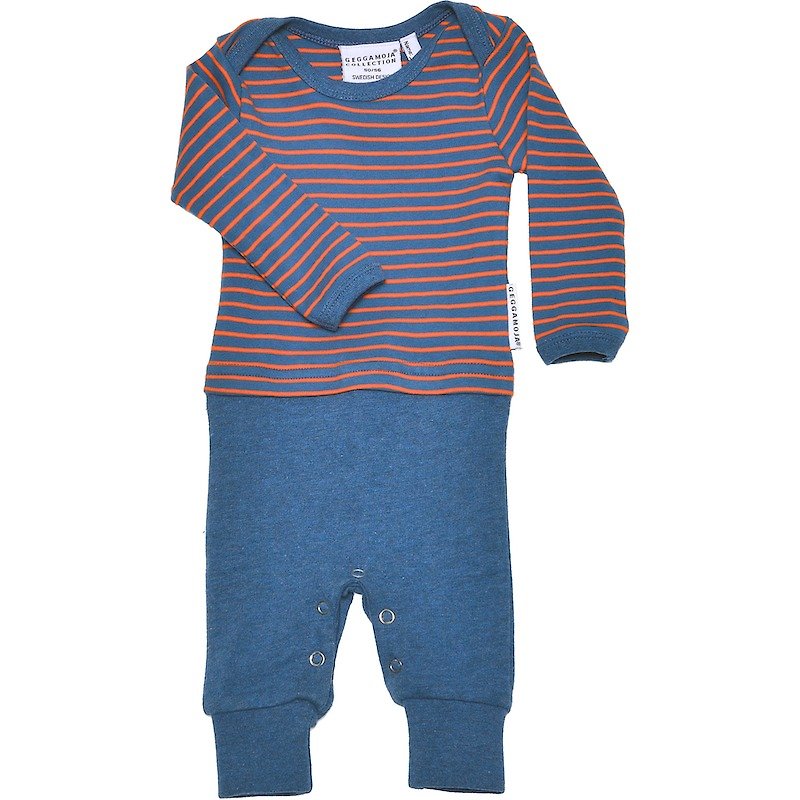 【瑞典童装】有机棉包屁衣2M至8M墨蓝拼色 - 包屁衣/连体衣 - 棉．麻 蓝色