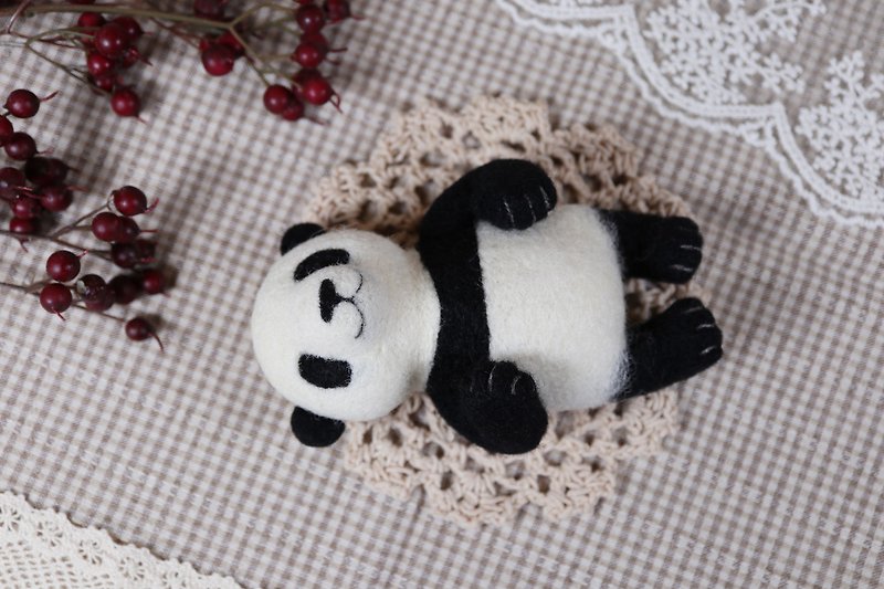 羊毛毡 躺一下熊猫君 - 玩偶/公仔 - 羊毛 白色