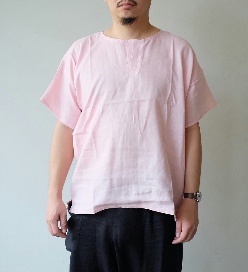Peru Pink for Him - 男装上衣/T 恤 - 棉．麻 粉红色