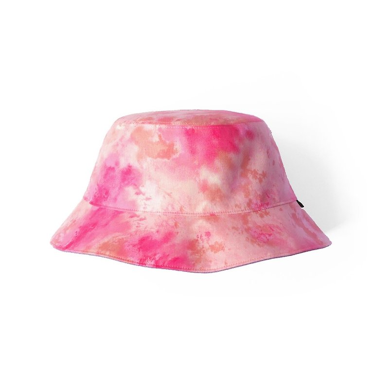 水墨桃渲染双面渔夫帽 - 帽子 - 棉．麻 粉红色
