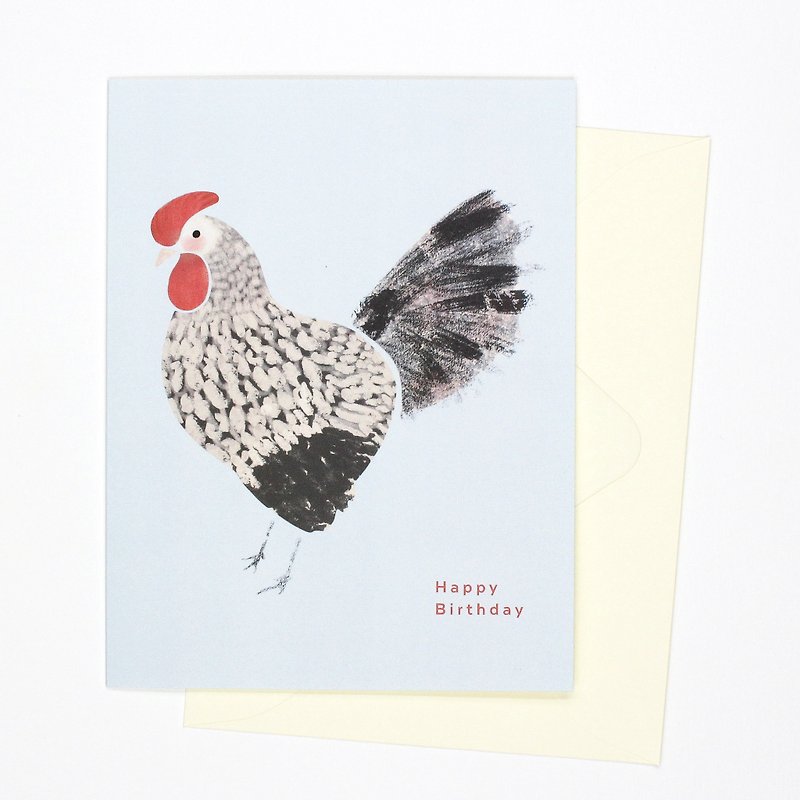 Chicken Happy Birthday Card - 卡片/明信片 - 纸 蓝色