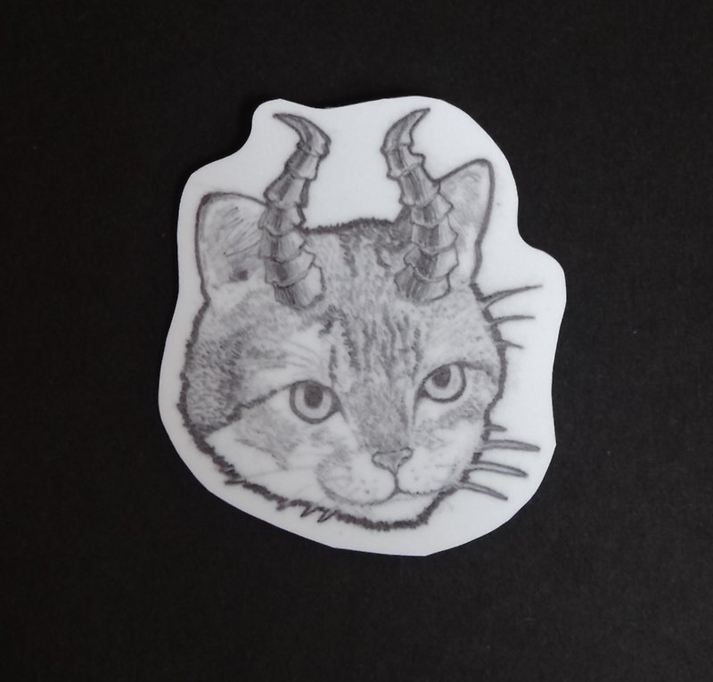 恶魔猫防水贴纸 - 贴纸 - 塑料 银色
