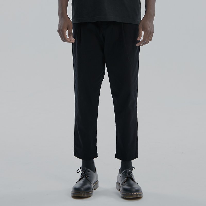 DYCTEAM - 宽版九分锥形裤 Ankle Length Pants (BK) - 中性裤装 - 棉．麻 黑色