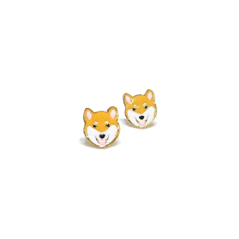 Gubjung & Friends Shiba earring - 耳环/耳夹 - 贵金属 黑色