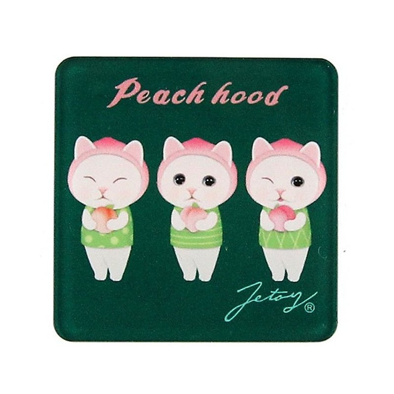 JETOY, 甜蜜猫 方正 冰箱 猫 磁铁 (4*4cm)_Peach hood J1707203 - 其他 - 压克力 绿色