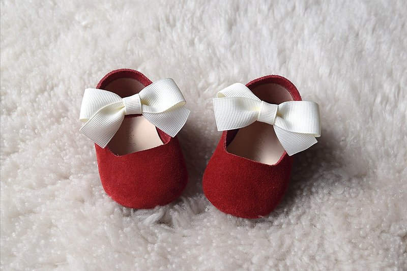 红色女宝宝礼物婴儿鞋 学步鞋 弥月礼物 婴儿礼物 女宝宝礼盒 - 婴儿鞋 - 真皮 红色