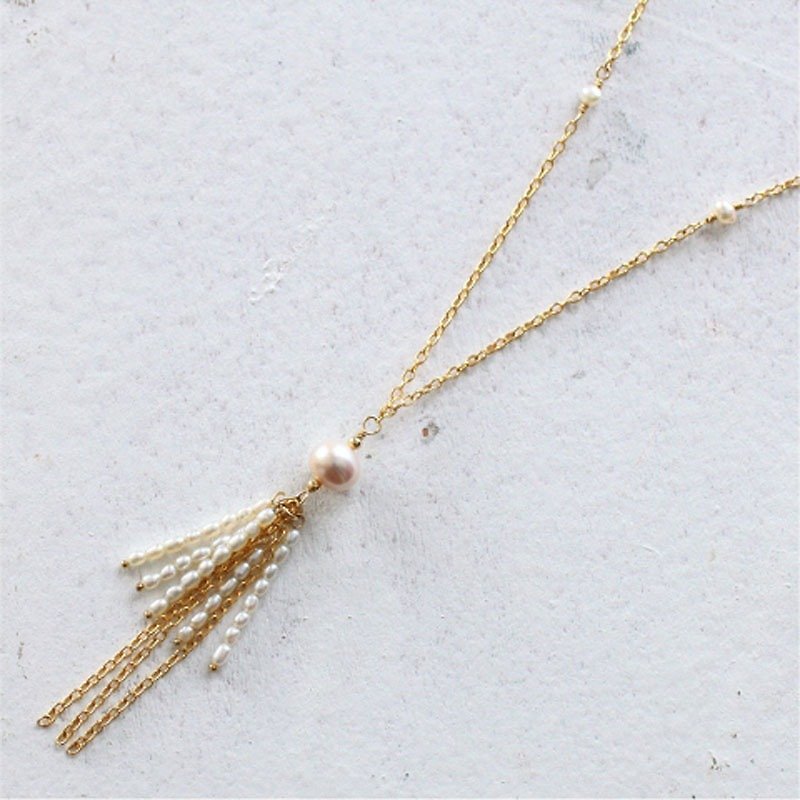 ネックレス・14KGFと淡水パールのフリンジデザインネックレス・FringeN01 - 项链 - 宝石 金色