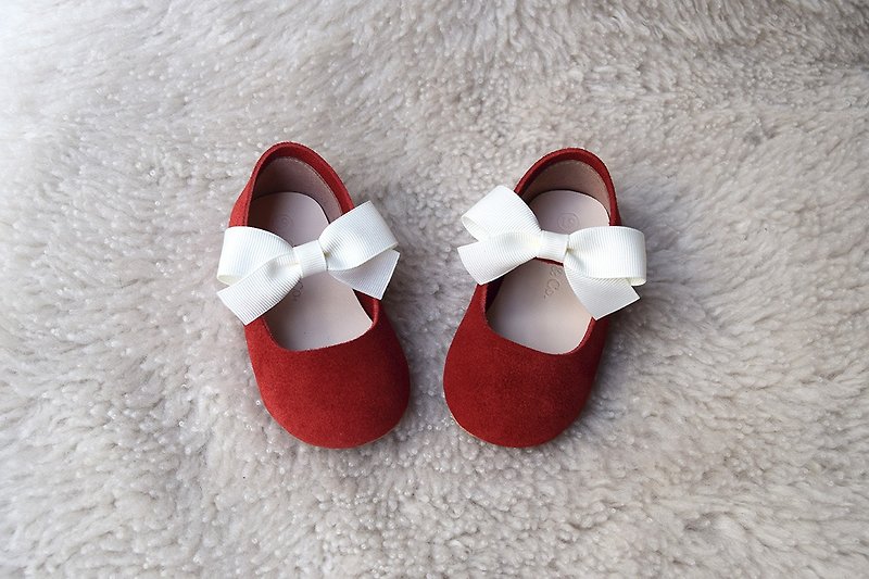 红色女宝宝学步鞋 女孩礼物 婴儿鞋 周岁礼物 小孩礼物 弥月礼盒 - 童装鞋 - 真皮 红色