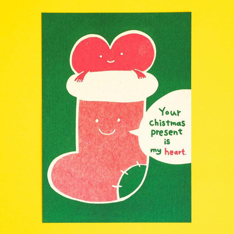 圣诞节明信片 / 你的圣诞节礼物就是我的爱 - 卡片/明信片 - 纸 绿色