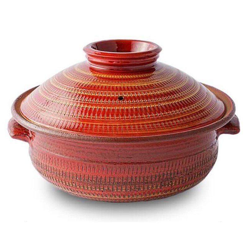 小石瓦窑小石瓦窑陶罐,M号,8号,适合3至4人使用,4种颜色可供 - 锅具/烤盘 - 陶 红色