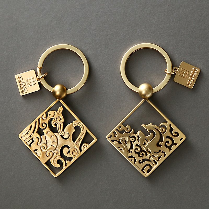 河北博物院 | 战国龙凤钥匙圈  金属镂空  文物周边 - 钥匙链/钥匙包 - 其他金属 金色