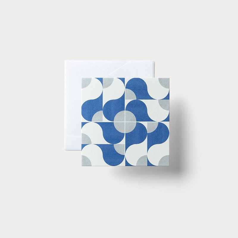 二つ折りメッセージカード　Tile Series: 05 - 卡片/明信片 - 纸 蓝色