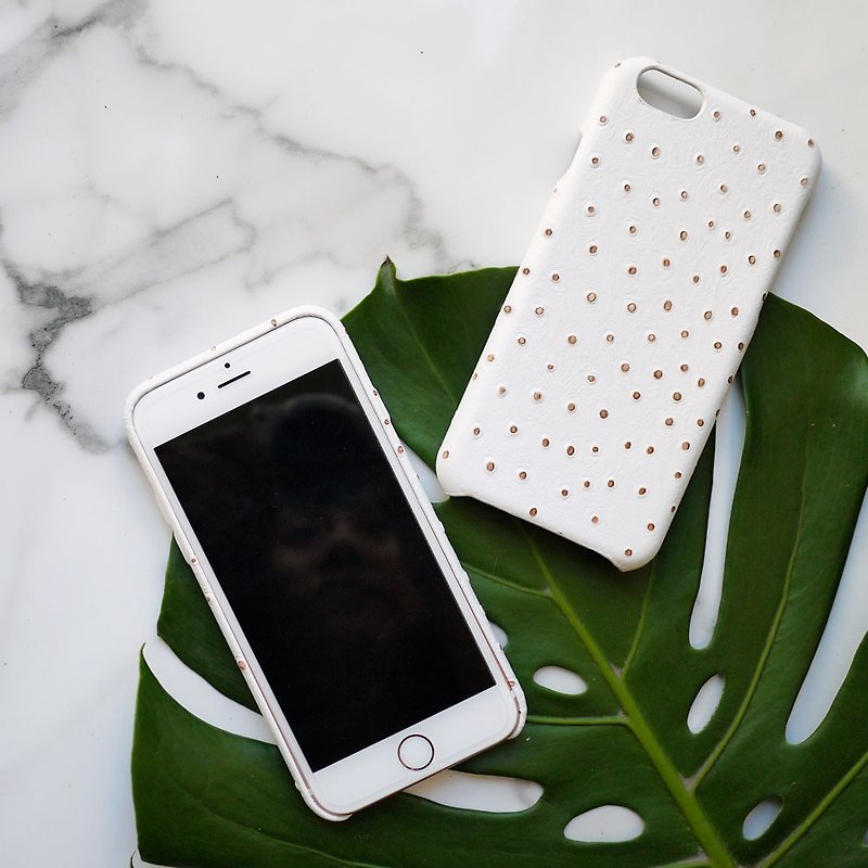 AOORTI ::  iPhone 6s 4.7寸 手工皮革 牛皮 护套 手机壳  白鸵鸟 - 手机壳/手机套 - 真皮 白色