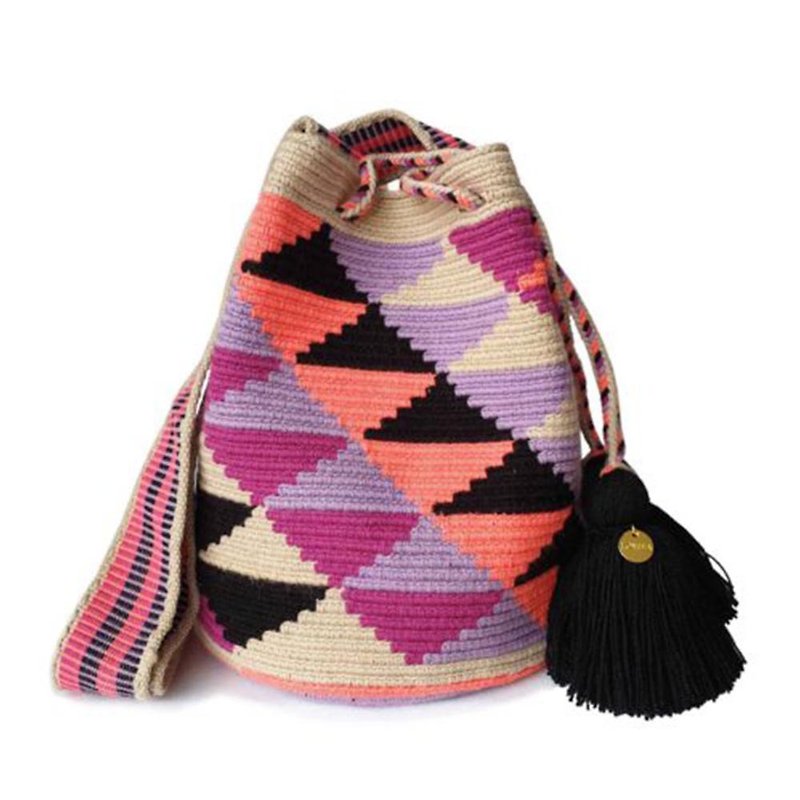 Wayuu Bag 瓦尤包(M)/哥伦比亚纯手工/每款只有一个-【森林秘境】 - 侧背包/斜挎包 - 棉．麻 红色
