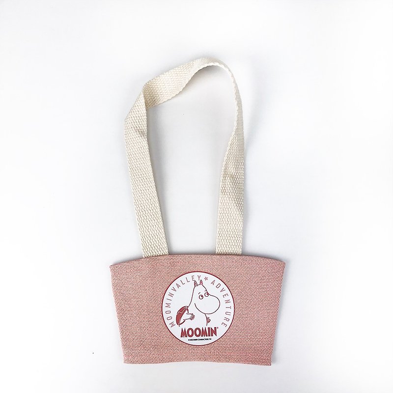 Moomin噜噜米授权-饮料提袋-探险(粉),AE11 - 随行杯提袋/水壶袋 - 棉．麻 粉红色